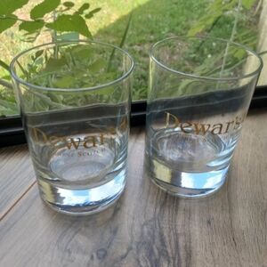 Dewars Finest Scotch Whiskey Brand Collectible Bar Pub Glasses Set of 2